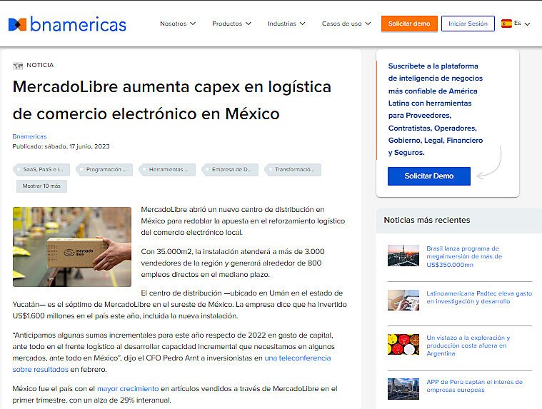 MercadoLibre aumenta capex en logstica de comercio electrnico en Mxico